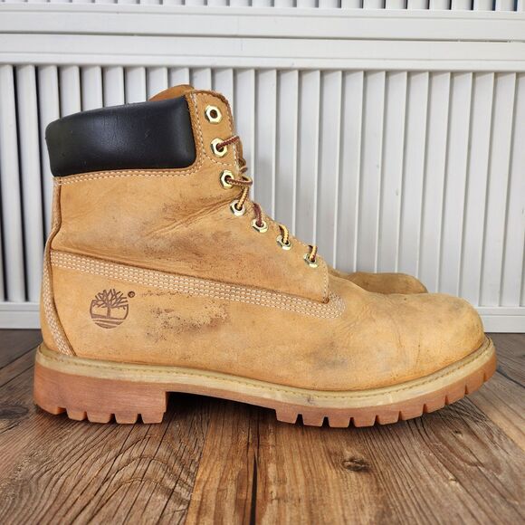 Timberland 6" Premium WP Boots Mens 11 M Distressed Wheat Nubuck Classic Hip Hop - Picture 1 of 11